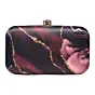 Women Wine Color Flow Art Printed Clutch