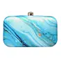 Woman Sky Blue Flow Art Printed Clutch