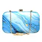 Woman Sky Blue Flow Art Printed Clutch