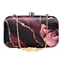 Women Wine Color Flow Art Printed Clutch