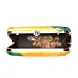 Women Green And Yellow Flow Art Printed Clutch