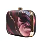 Women Wine Color Flow Art Printed Clutch