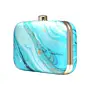 Woman Sky Blue Flow Art Printed Clutch