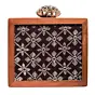 Woman Wine Sequins Embroidery Wooden Clutch