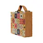 Women Moroccan Tiles Printed Suitcase Style Clutch Bag