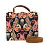Women Printed White Peacock Suitcase Style Clutch Bag