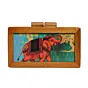 Women Colourful Elephant Wooden Printed Clutch