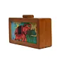 Women Colourful Elephant Wooden Printed Clutch