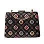 Women Black Multicolor Sequins Embroidery Clutch