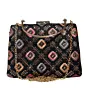 Women Black Multicolor Sequins Embroidery Clutch