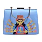 Women Durga Maa Blue Printed Clutch