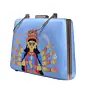 Women Durga Maa Blue Printed Clutch