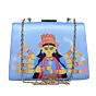 Women Durga Maa Blue Printed Clutch