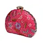 Women Pink Floral Embroidered Party Clutch