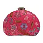 Women Pink Floral Embroidered Party Clutch
