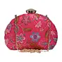 Women Pink Floral Embroidered Party Clutch