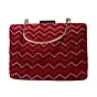 Women Red Zigzag Pattern Embroidery Party Clutch