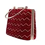 Women Red Zigzag Pattern Embroidery Party Clutch