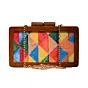 Women Colourful Wooden Printed Clutch