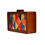 Women Colourful Wooden Printed Clutch