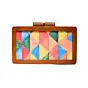 Women Colourful Wooden Printed Clutch