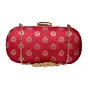 Women Pink Brocade Fabric Party Clutch