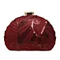 Women Maroon Sequins Embroidery Half Moon Clutch