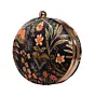 Woman Orange Floral And Leaves Printed Oval Clutch