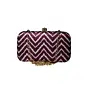 Woman Maroon And White Zigzag Printed Clutch
