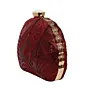Women Maroon Sequins Embroidery Half Moon Clutch