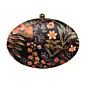Woman Orange Floral And Leaves Printed Oval Clutch