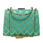 Woman Turquoise Gota Patti Fabric Clutch