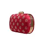 Women Pink Brocade Fabric Party Clutch