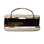 Women White And Golden Zigzag Embroidery Clutch