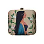 Woman Brown Girl Portrait Printed Clutch