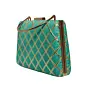 Woman Turquoise Gota Patti Fabric Clutch