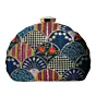 Woman Blue Sequins Embroidery Half Moon Clutch