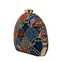 Woman Blue Sequins Embroidery Half Moon Clutch