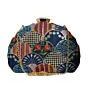 Woman Blue Sequins Embroidery Half Moon Clutch