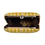 Woman Yellow And White Thread Embroidery Clutch