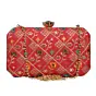 Woman Red Sequins Floral Embroidery Party Clutch