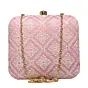 Woman Pink Chikankari Embroidery Clutch