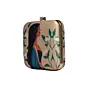 Woman Brown Girl Portrait Printed Clutch