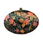 Woman Pink Batik Floral Print Oval Clutch