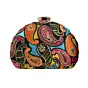 Woman Multicolor Thread Embroidery Half Moon Clutch