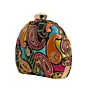 Woman Multicolor Thread Embroidery Half Moon Clutch