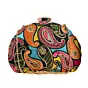 Woman Multicolor Thread Embroidery Half Moon Clutch