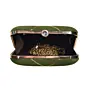Woman Olive Green And Golden Checks Embroidery Clutch