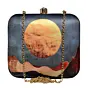 Woman Sunset In Desert Printed Clutch