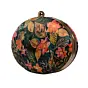 Woman Pink Batik Floral Print Oval Clutch